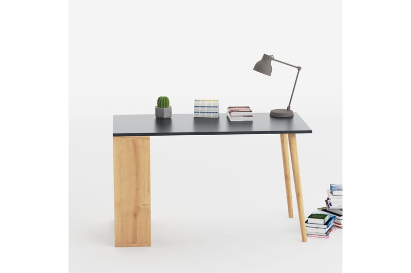 Cenanwesh Skrivebord 120x72,8x120 cm med opbevaring - Grå/Brun - Skrivebord