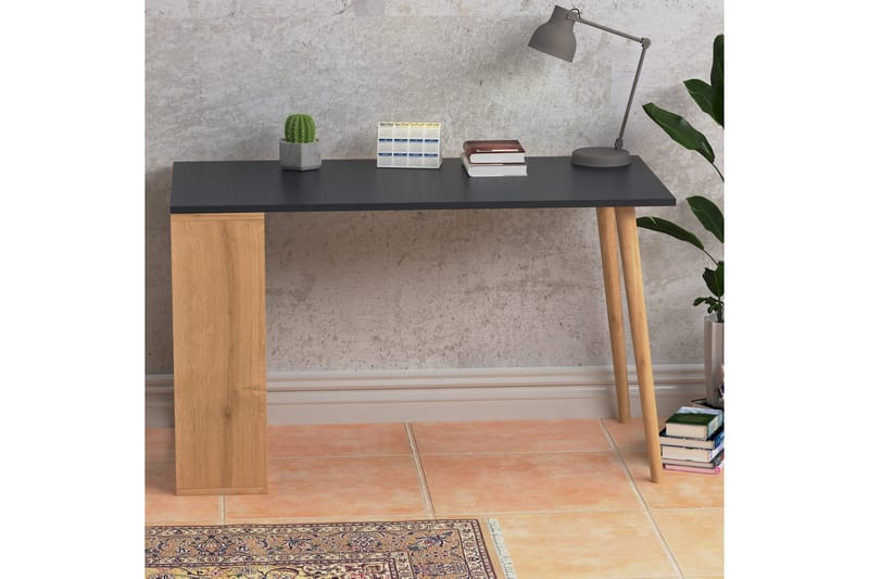 Cenanwesh Skrivebord 120x72,8x120 cm med opbevaring - Grå/Brun - Skrivebord