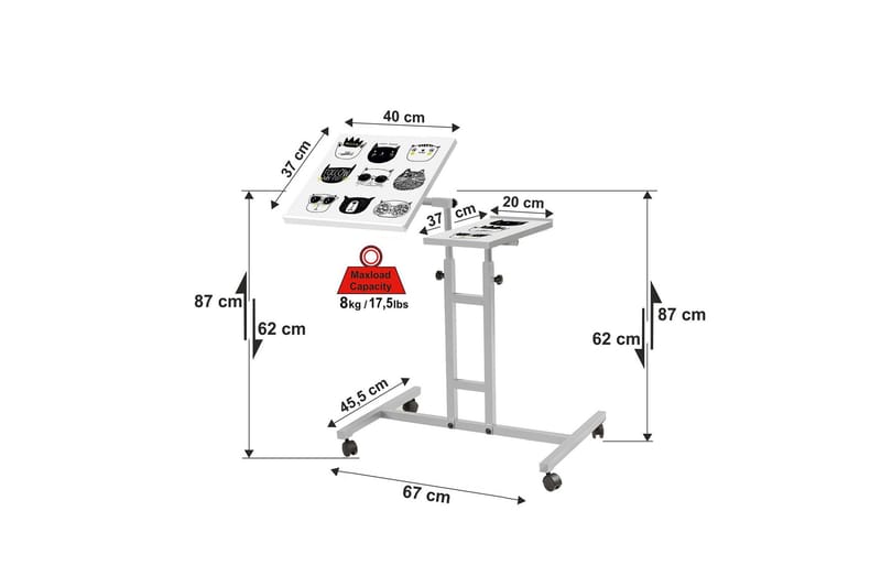 Cervino Ståskrivebord 67 cm Kat - Hvid - Møbler - Borde - Kontorbord - Skrivebord - hæve-sænke-bord