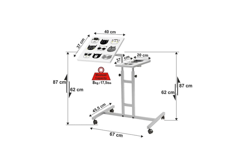 Cervino Ståskrivebord 67 cm Kat - Hvid - hæve-sænke-bord - Skrivebord