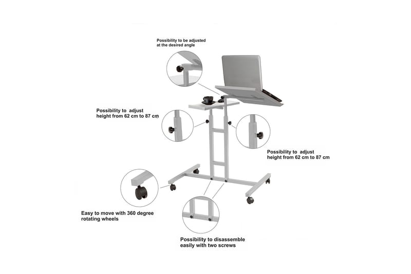 Cervino Ståskrivebord 67 cm Kat - Hvid - hæve-sænke-bord - Skrivebord