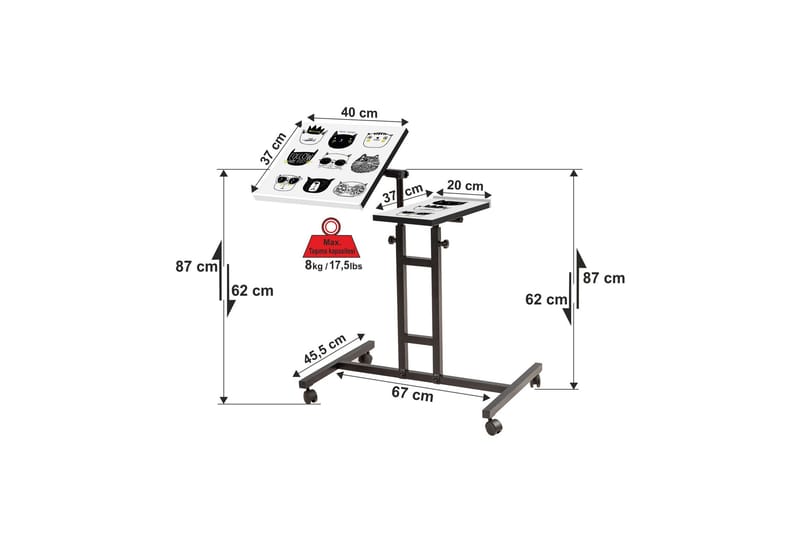 Cervino Ståskrivebord 67 cm Kat - Sort - hæve-sænke-bord - Skrivebord