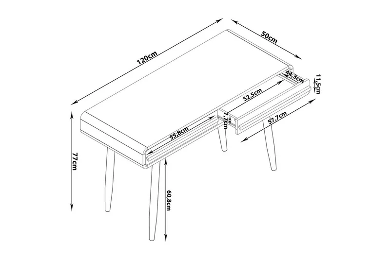Skrivebord Chantal Grå - Grå - Møbler - Borde - Kontorbord - Skrivebord