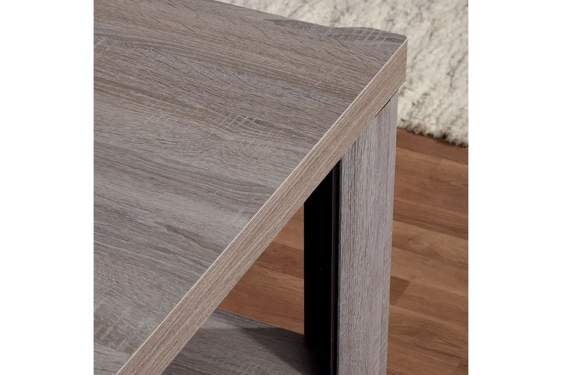 Chezum Skrivebord 126 cm med Opbevaring Skab - Tryffel/Grå - Møbler - Borde - Kontorbord - Skrivebord