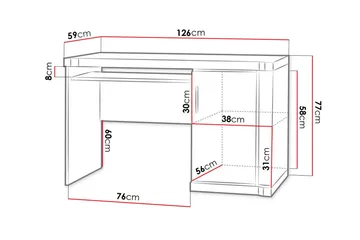 Chezum Skrivebord 126 cm med Opbevaring Skab - Tryffel/Grå - Møbler - Borde - Kontorbord - Skrivebord