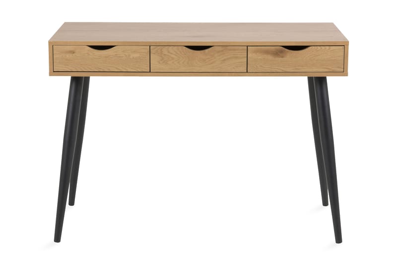 Citysea Skrivebord 110 cm med Opbevaring 3 Skuffer, Beige/Sort