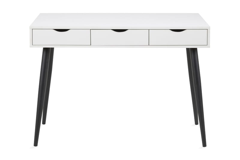 Citysea Skrivebord 110 cm med Opbevaring 3 Skuffer, Hvid/Sort