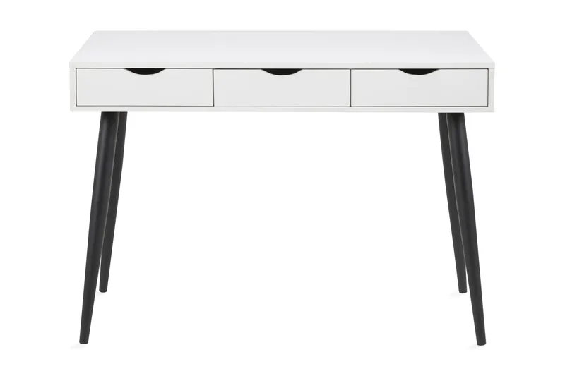Citysea Skrivebord 110 cm med Opbevaring 3 Skuffer, Hvid/Sort