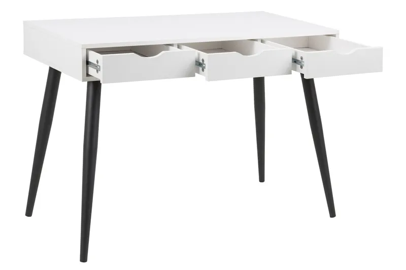 Citysea Skrivebord 110 cm med Opbevaring 3 Skuffer - Hvid/Sort - Møbler - Borde - Kontorbord - Skrivebord