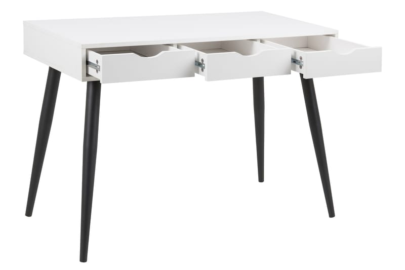 Citysea Skrivebord 110 cm med Opbevaring 3 Skuffer - Hvid/Sort - Skrivebord