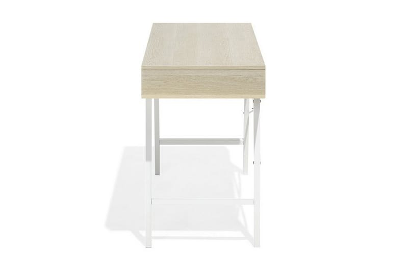 Clarita Skrivebord 120 cm med Opbevaring Hylde + 2 Skuffer - Træ/Natur - Skrivebord