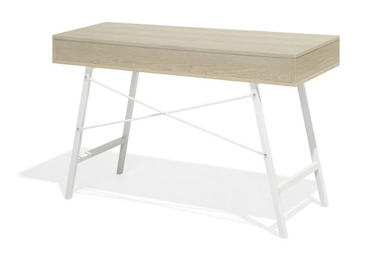 Clarita Skrivebord 120 cm med Opbevaring Hylde + 2 Skuffer - Træ/Natur - Skrivebord