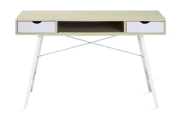 Clarita Skrivebord 120 cm med Opbevaring Hylde + 2 Skuffer - Træ/Natur - Møbler - Borde - Kontorbord - Skrivebord