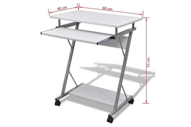 Computer Bord Faro 60X40Cm Hvid - Hvid - Møbler - Borde - Kontorbord - Skrivebord