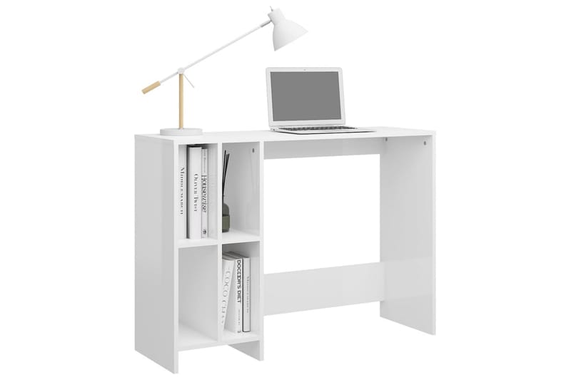 computerbord 102,5x35x75 cm spånplade hvid højglans - Hvid - Møbler - Borde - Kontorbord - Skrivebord