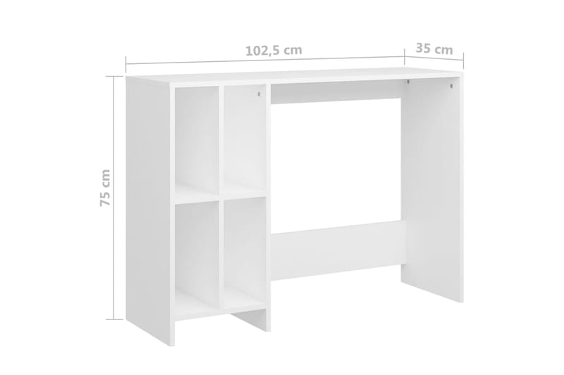 computerbord 102,5x35x75 cm spånplade hvid - Hvid - Skrivebord