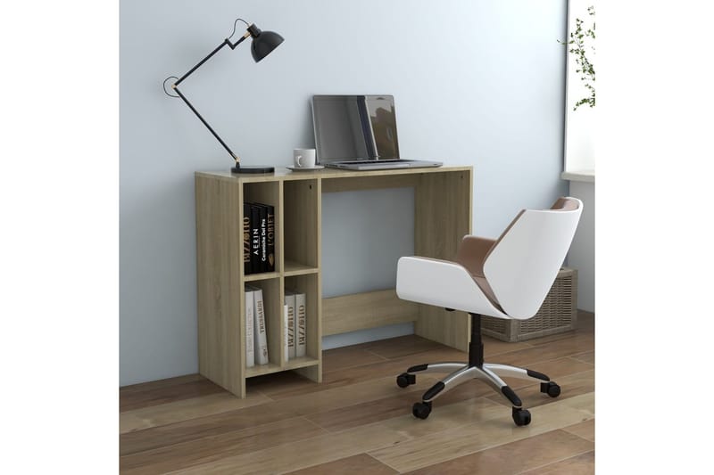 computerbord 102,5x35x75 cm spånplade sonoma-eg - Brun - Skrivebord