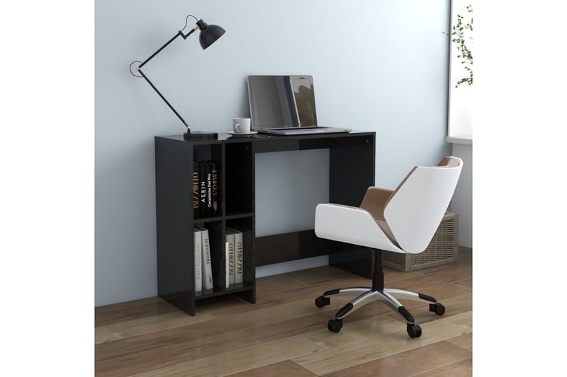 computerbord 102,5x35x75 cm spånplade sort højglans - Sort - Møbler - Borde - Kontorbord - Skrivebord