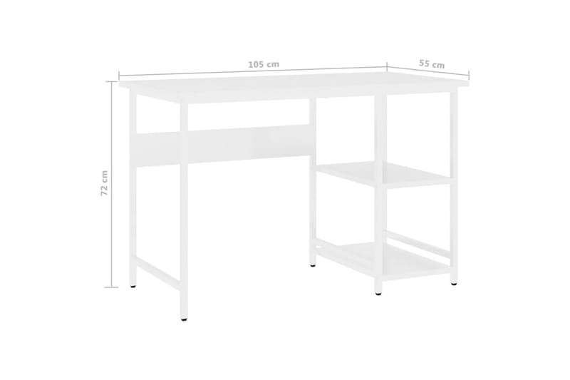 computerbord 105x55x72 cm MDF og metal hvid - Hvid - Skrivebord