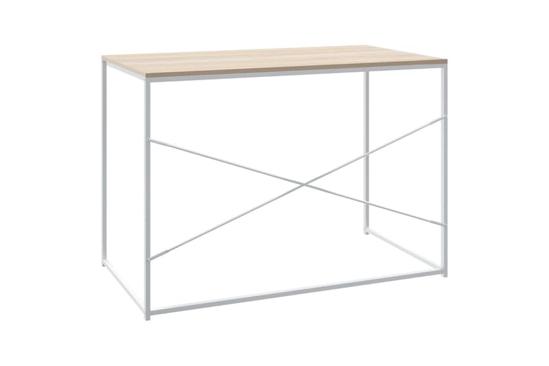 computerbord 110x60x70 cm spånplade hvid og egetræsfarvet - Brun - Møbler - Borde - Kontorbord - Skrivebord
