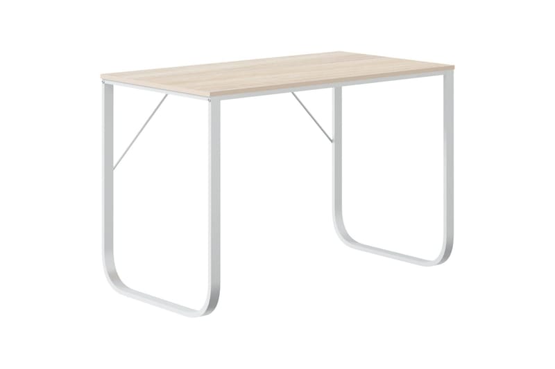 computerbord 110x60x73 cm spånplade hvid og egetræsfarvet - Brun - Møbler - Borde - Kontorbord - Skrivebord