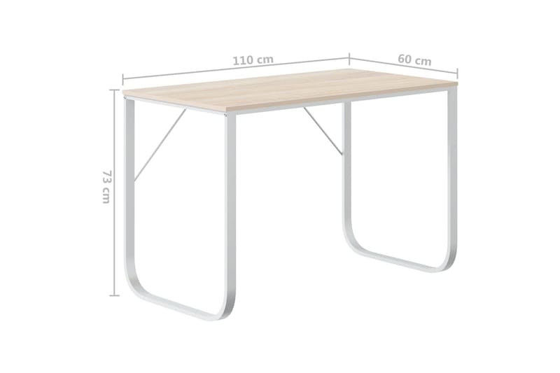 computerbord 110x60x73 cm spånplade hvid og egetræsfarvet - Brun - Møbler - Borde - Kontorbord - Skrivebord