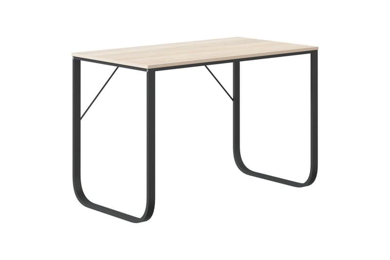 computerbord 110x60x73 cm spånplade sort og egetræ - Brun - Møbler - Borde - Kontorbord - Skrivebord