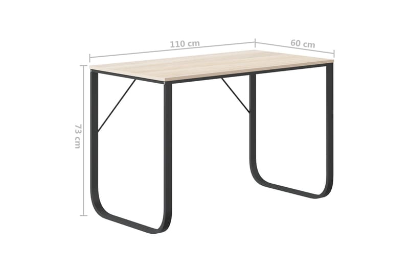 computerbord 110x60x73 cm spånplade sort og egetræ - Brun - Møbler - Borde - Kontorbord - Skrivebord