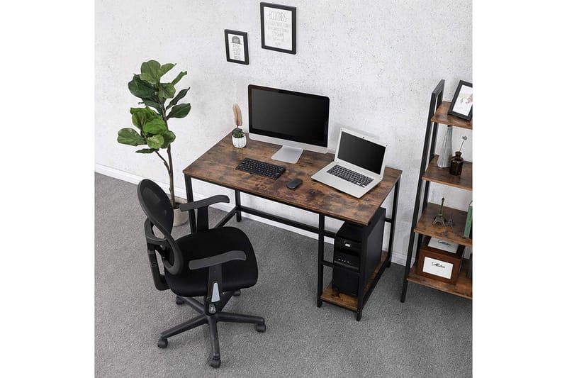 Computerbord 120 cm med Opbevaring Hylde Hvid - Vaseagle - Skrivebord