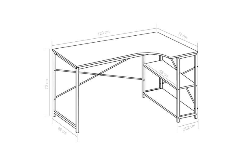 Computerbord 120 X 72 X 70 Cm Hvid - Hvid - Møbler - Borde - Kontorbord - Skrivebord