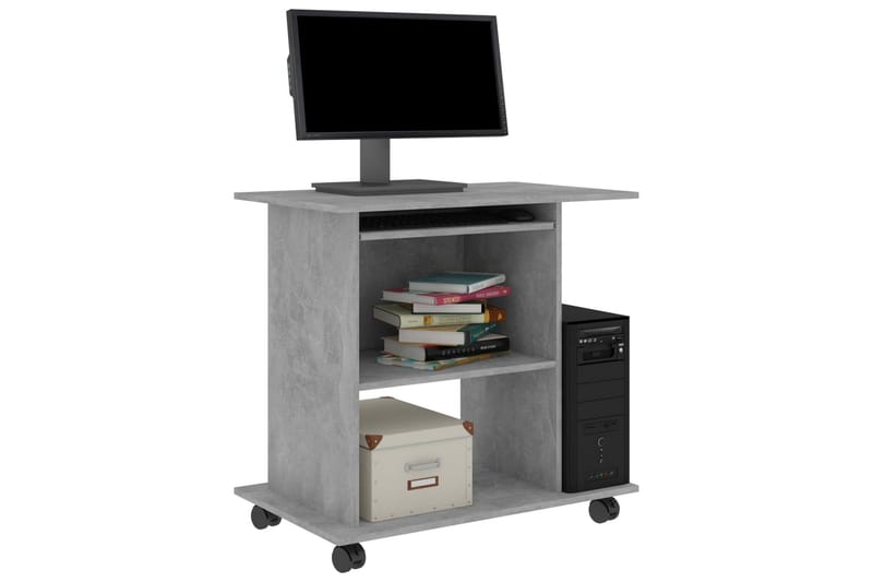 Computerbord 80X50X75 cm Spånplade Betongrå - Møbler - Borde - Kontorbord - Skrivebord