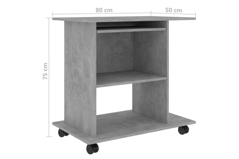Computerbord 80X50X75 cm Spånplade Betongrå - Møbler - Borde - Kontorbord - Skrivebord