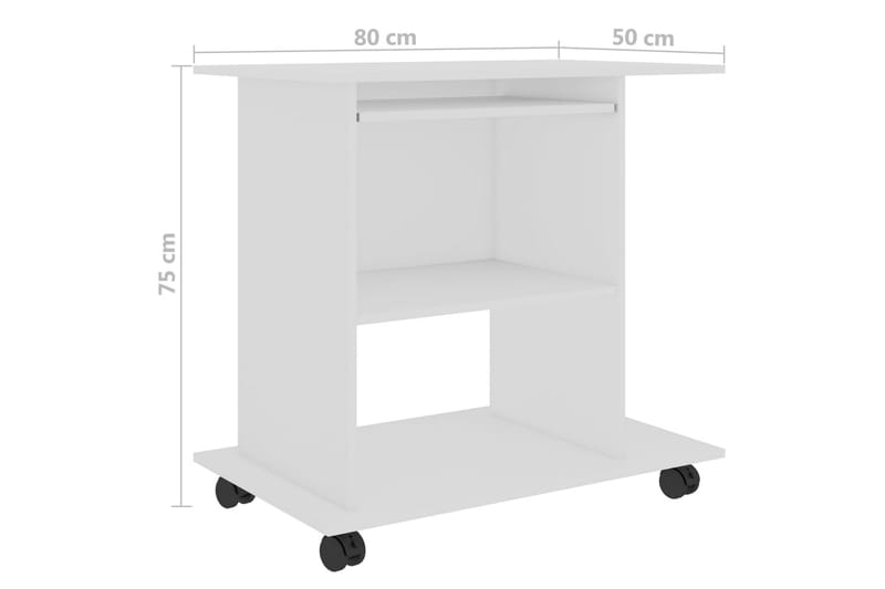 Computerbord 80X50X75 cm Spånplade Hvid - Skrivebord