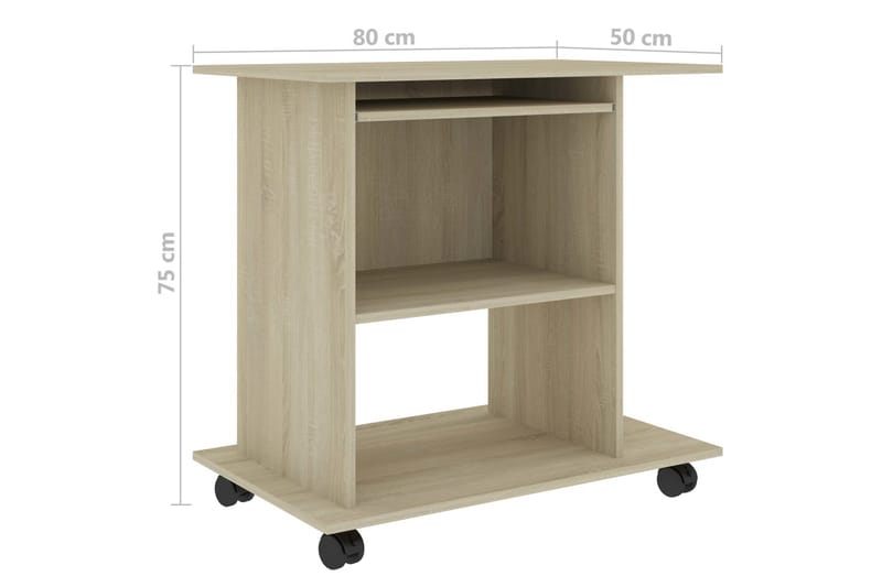 Computerbord 80X50X75 cm Spånplade Sonoma-Eg - Skrivebord