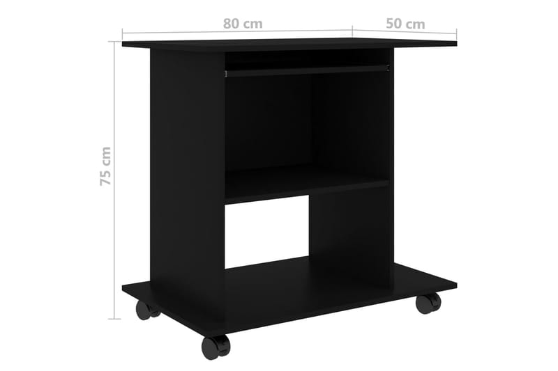 Computerbord 80X50X75 cm Spånplade Sort - Møbler - Borde - Kontorbord - Skrivebord
