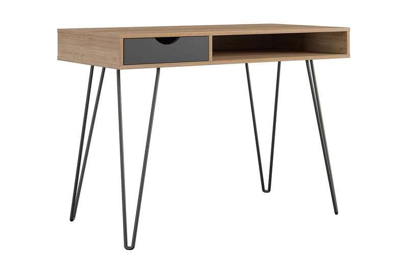 Concord Skrivebord 106 cm med Opbevaring Skuffe Grå/Natur/So - Novogratz - Møbler - Borde - Kontorbord - Skrivebord