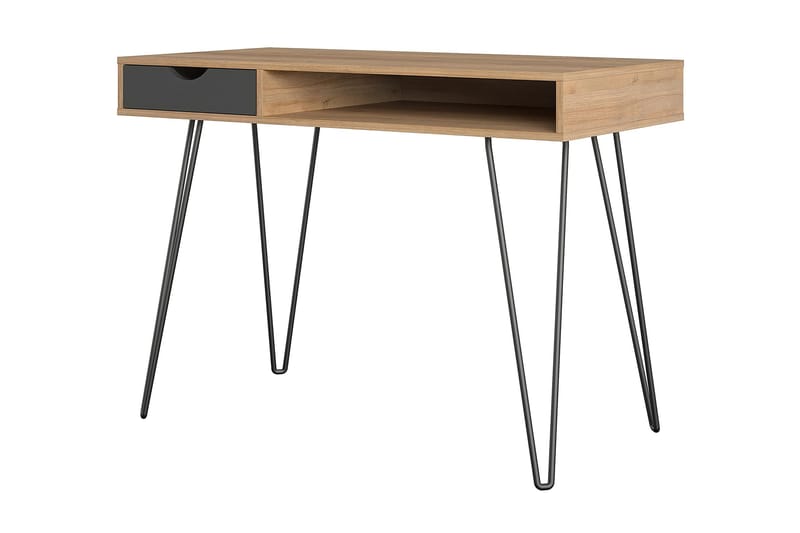 Concord Skrivebord 106 cm med Opbevaring Skuffe Grå/Natur/So - Novogratz - Møbler - Borde - Kontorbord - Skrivebord