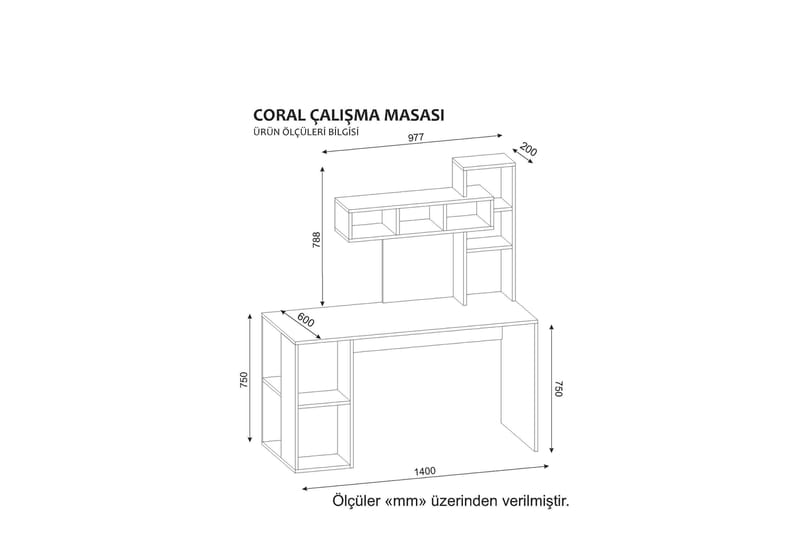 Coralle Skrivebord 140 cm med Opbevaring Hylder - Hvid/Valnøddebrun - Møbler - Borde - Kontorbord - Skrivebord
