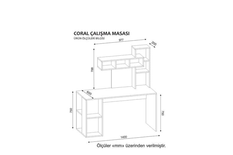 Coralle Skrivebord 140 cm med Opbevaring Hylder - Hvid/Valnøddebrun - Møbler - Borde - Kontorbord - Skrivebord