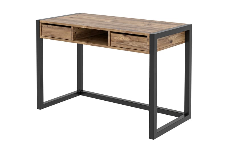 Corieon Skrivebord 115 cm med Opbevaring Skuffer + Hylde - Træ/Natur/Sort - Møbler - Borde - Kontorbord - Skrivebord