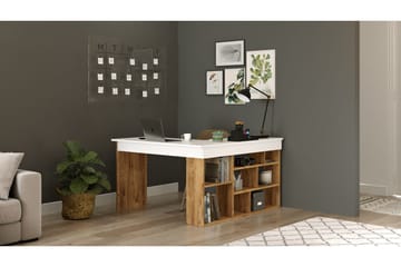 Dalran Skrivebord 129 cm - Natur/Hvid - Møbler - Borde - Kontorbord - Skrivebord