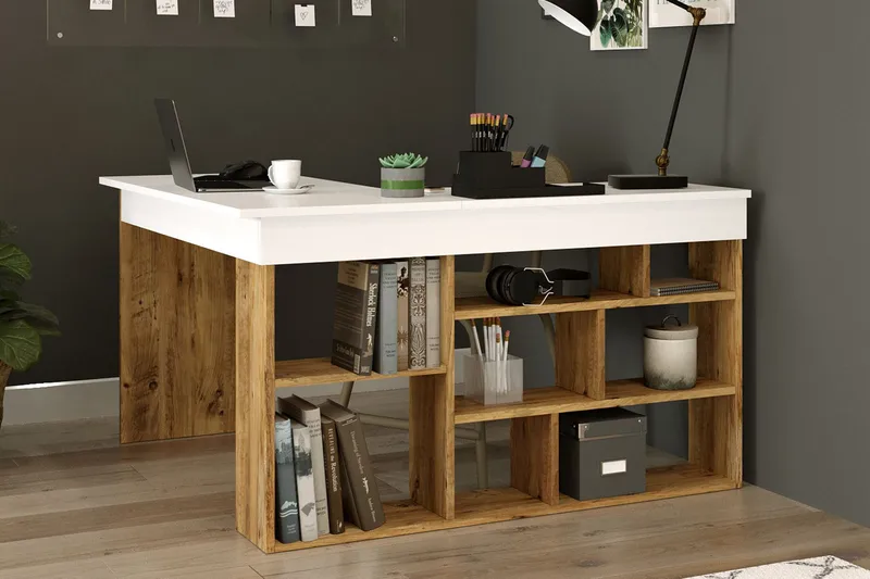 Dalran Skrivebord 129 cm, Natur/Hvid