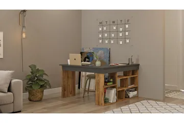 Dalran Skrivebord 129 cm - Natur/Sort - Møbler - Borde - Kontorbord - Skrivebord