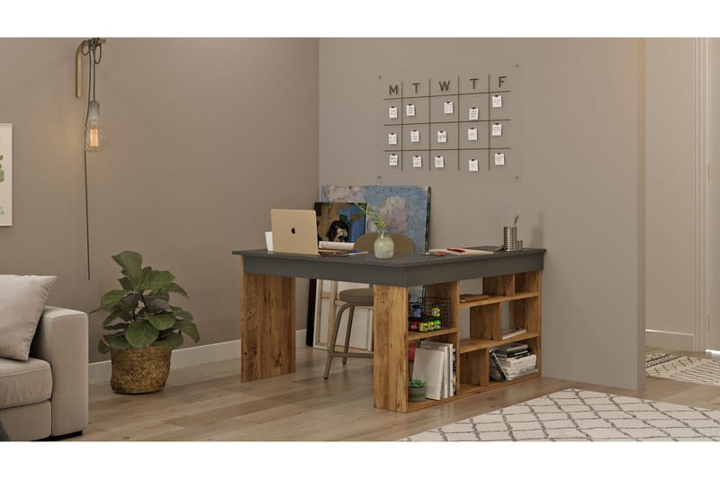 Dalran Skrivebord 129 cm - Natur/Sort - Møbler - Borde - Kontorbord - Skrivebord