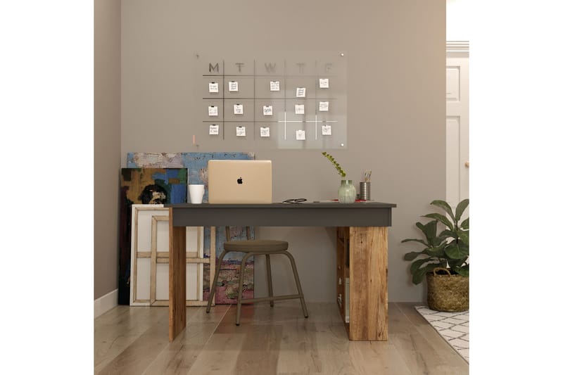Dalran Skrivebord 129 cm - Natur/Sort - Møbler - Borde - Kontorbord - Skrivebord