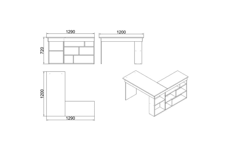 Dalran Skrivebord 129 cm - Natur/Sort - Møbler - Borde - Kontorbord - Skrivebord
