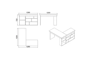 Dalran Skrivebord 129 cm - Natur/Sort - Møbler - Borde - Kontorbord - Skrivebord