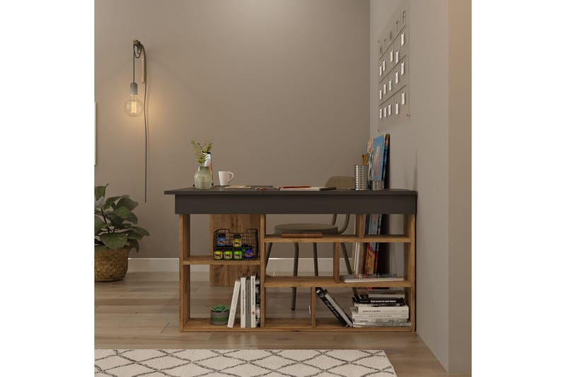 Dalran Skrivebord 129 cm - Natur/Sort - Møbler - Borde - Kontorbord - Skrivebord