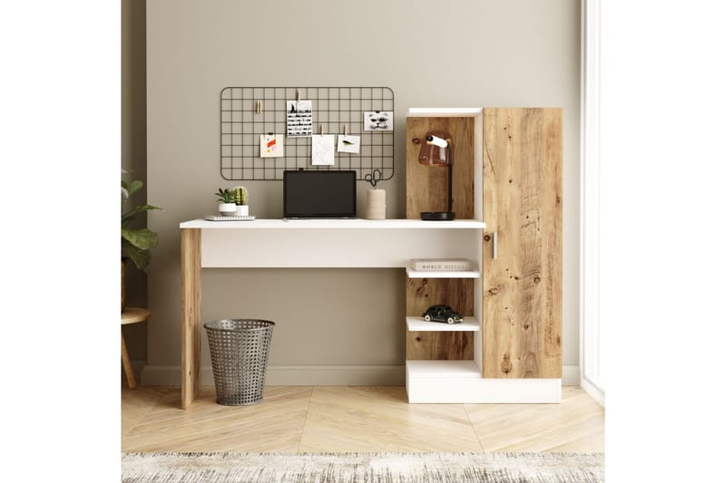Dalran Skrivebord 152 cm - Natur / hvid - Møbler - Borde - Kontorbord - Skrivebord
