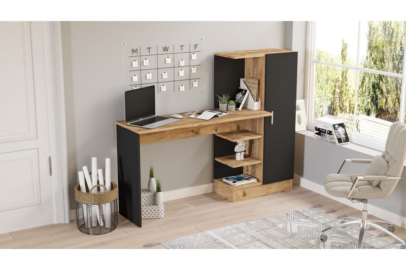 Dalran Skrivebord 152 cm - Natur/Sort - Møbler - Borde - Kontorbord - Skrivebord